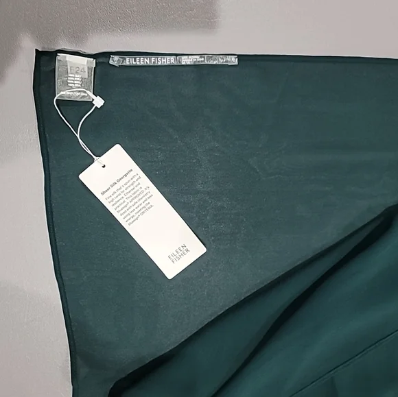 Eileen Fisher Pine Sheer Silk Georgette Wrap One Size - Picture 6 of 7
